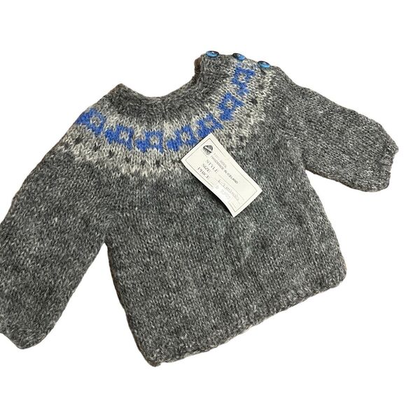 The Handknitting Association Of Iceland Knit Jumper 6-9 Months Wool Sweater Grey - Picture 1 of 8
